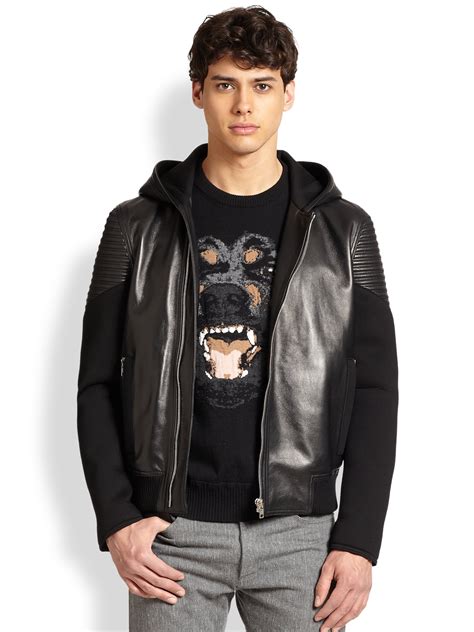 givenchy neoprene and leather zipped hoodie|givenchy hoodie.